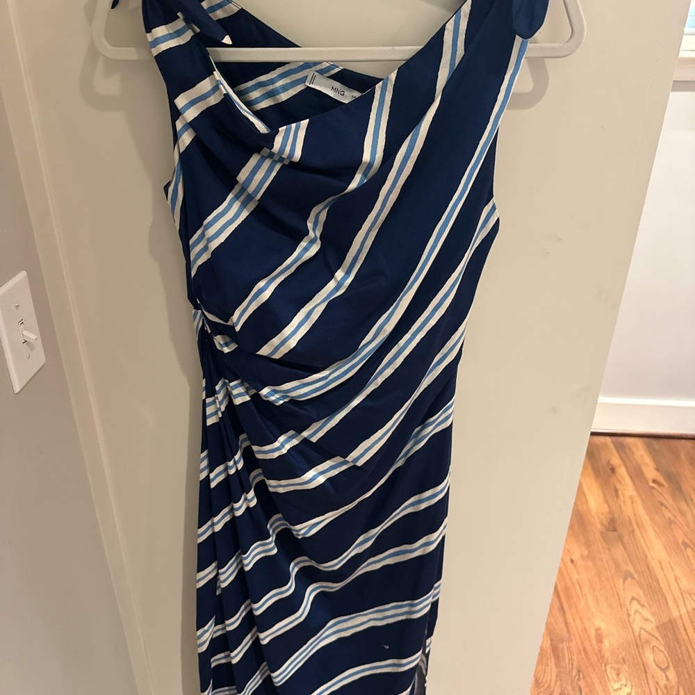 Mango Blue Asymmetrical Sheath Dress Cocktail